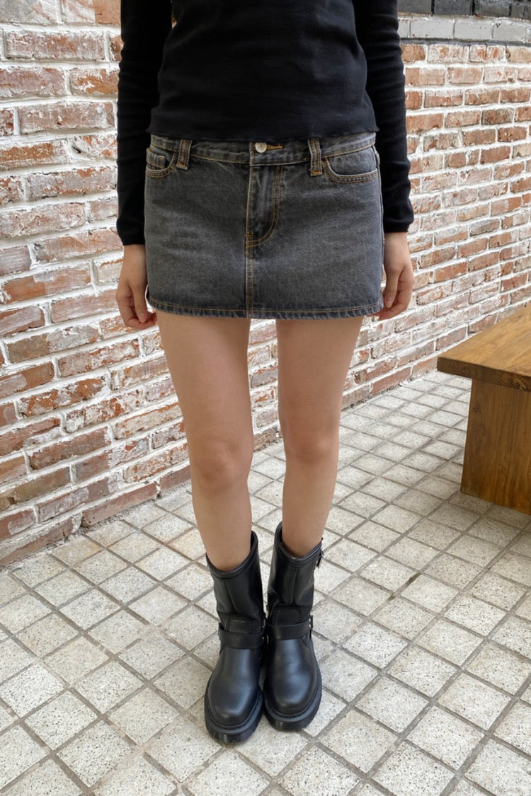 Malia Denim Mini Skirt | Faded Black Denim / XS/S