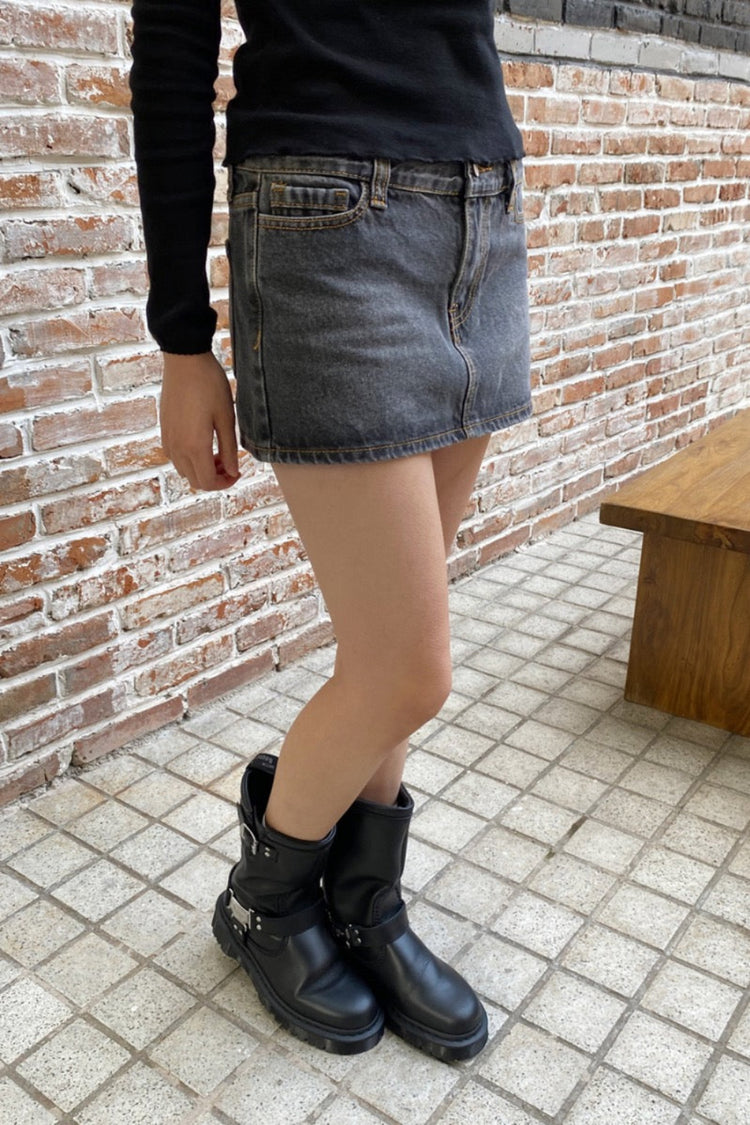 Malia Denim Mini Skirt | Faded Black Denim / XS/S
