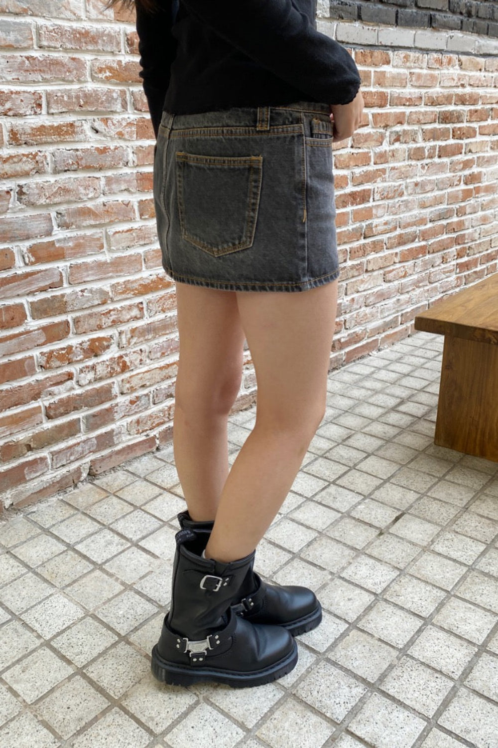 Malia Denim Mini Skirt | Faded Black Denim / XS/S