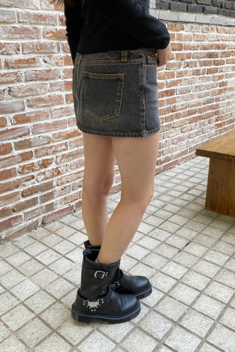 Malia Denim Mini Skirt | Faded Black Denim / XS/S