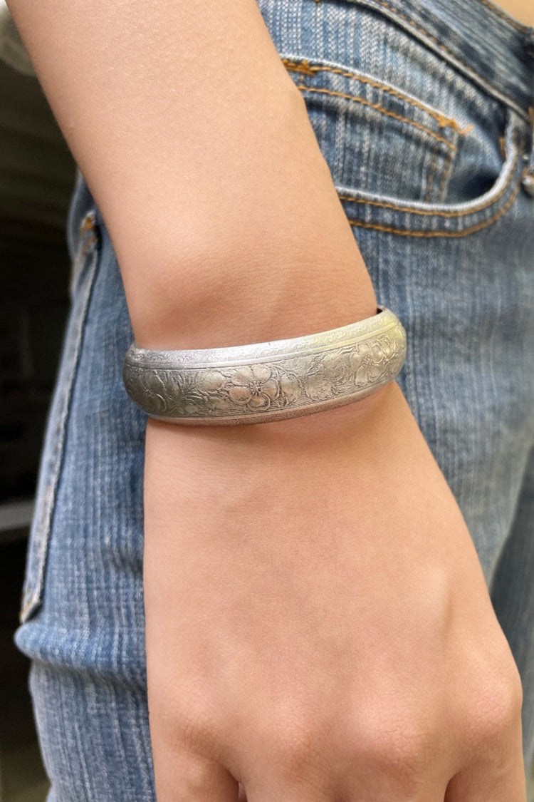 Floral Engraved Bracelet | Silver