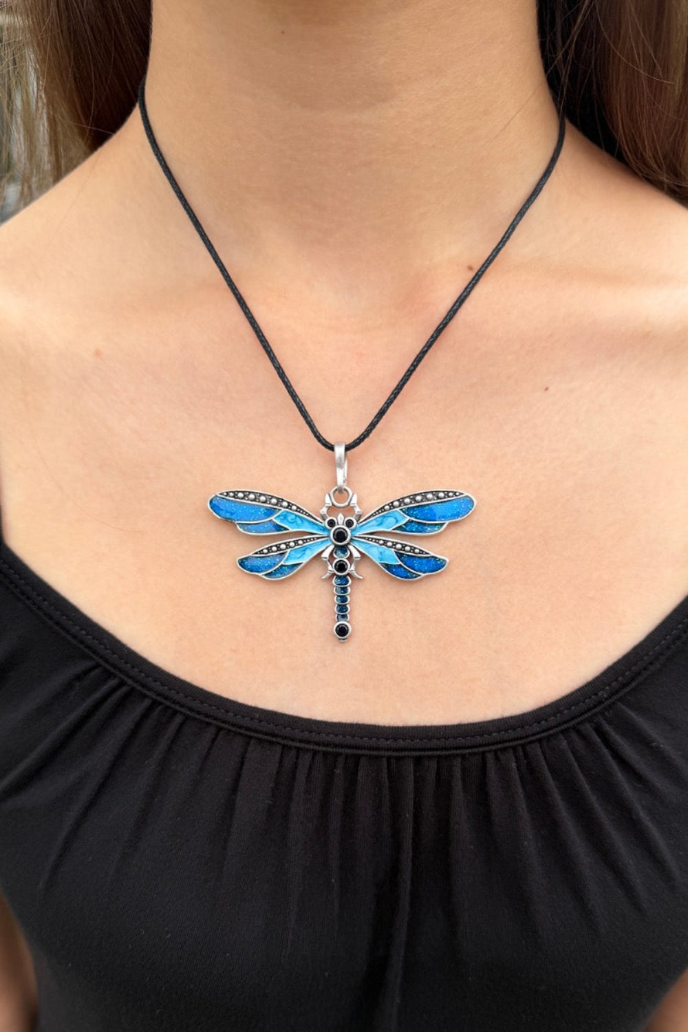 Dragonfly Rope Necklace | Black