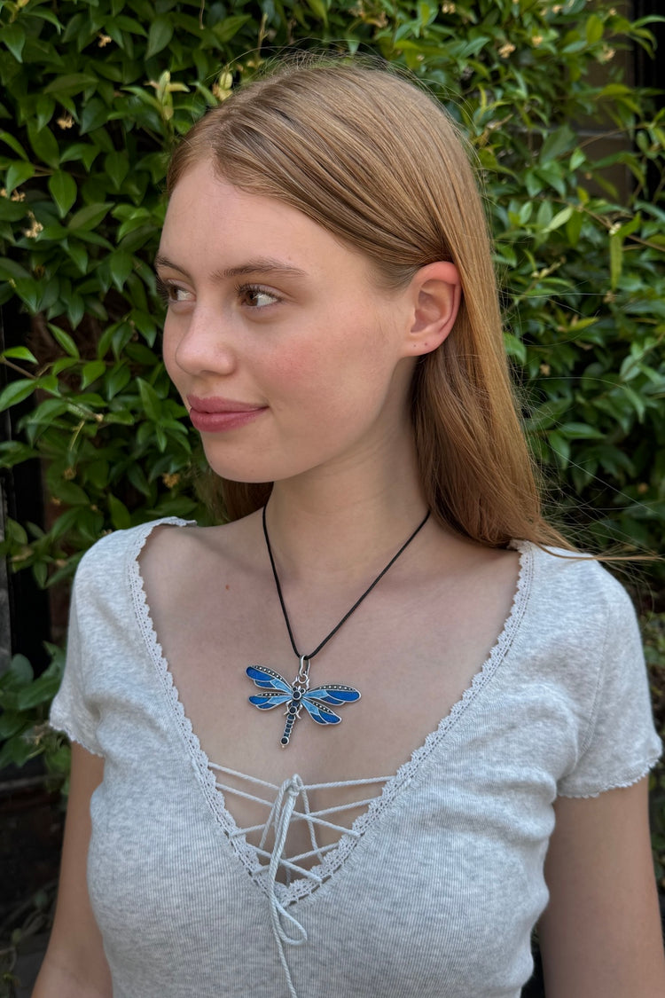 Dragonfly Rope Necklace | Black