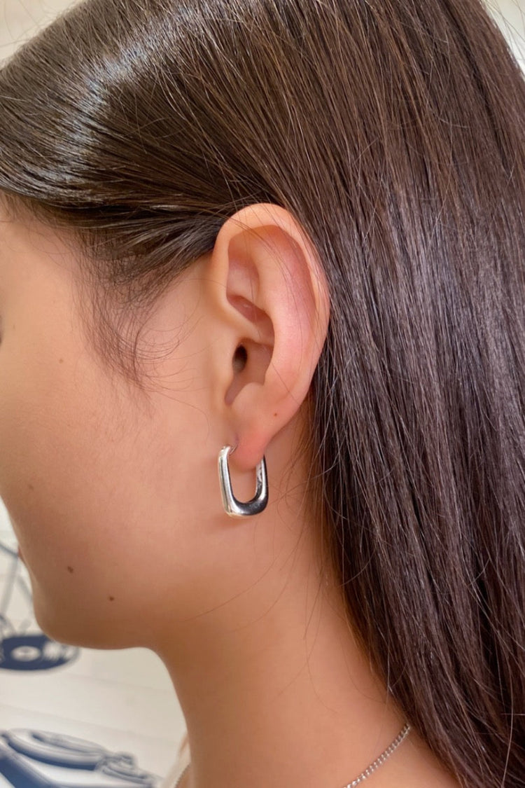 Silver Rectangle Earrings | Silver