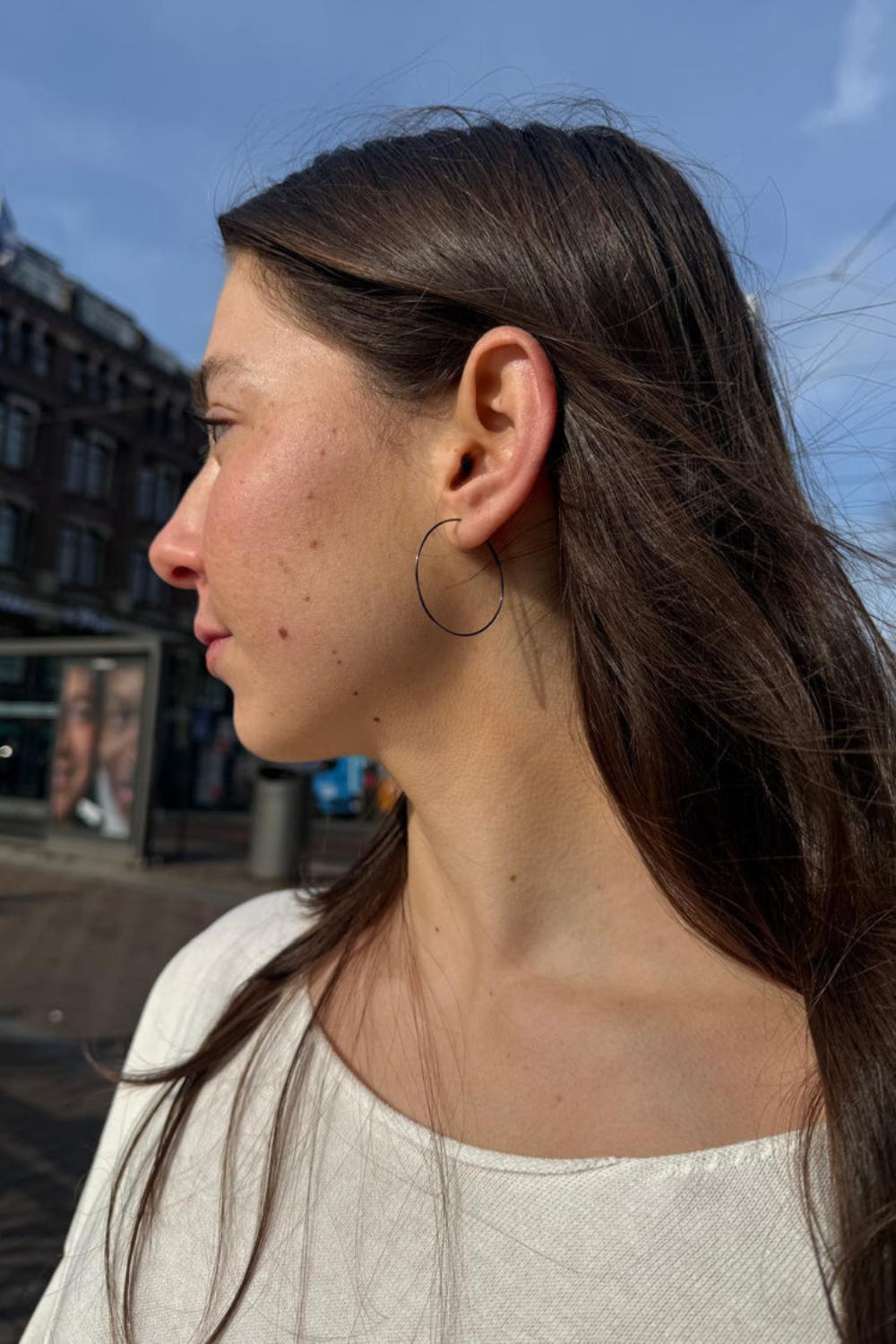 Thin Hoop Earrings | Gunmetal Grey