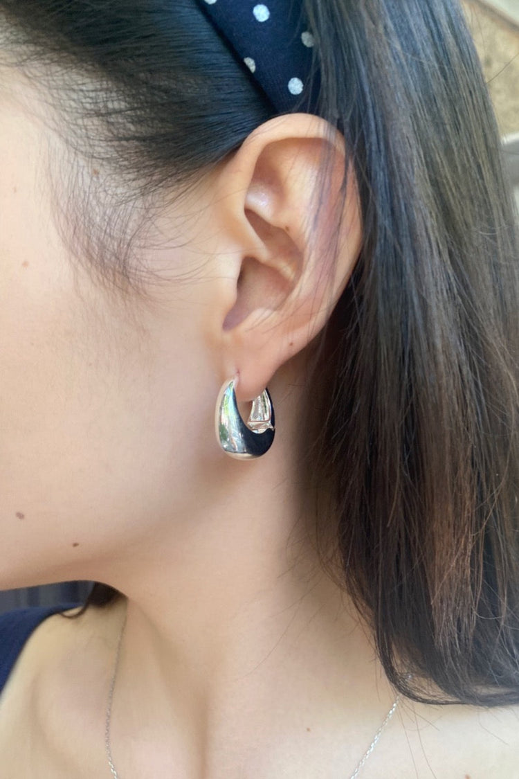 Thick Hoop Earrings | Silver