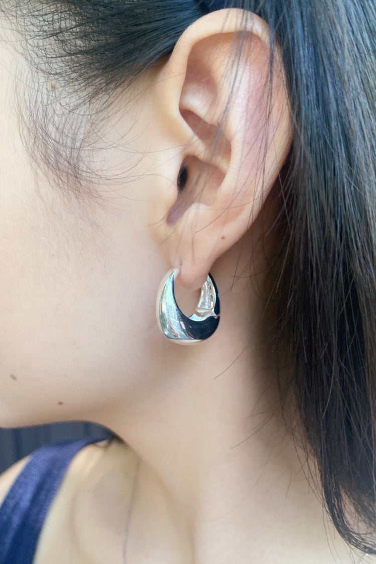 Thick Hoop Earrings | Silver
