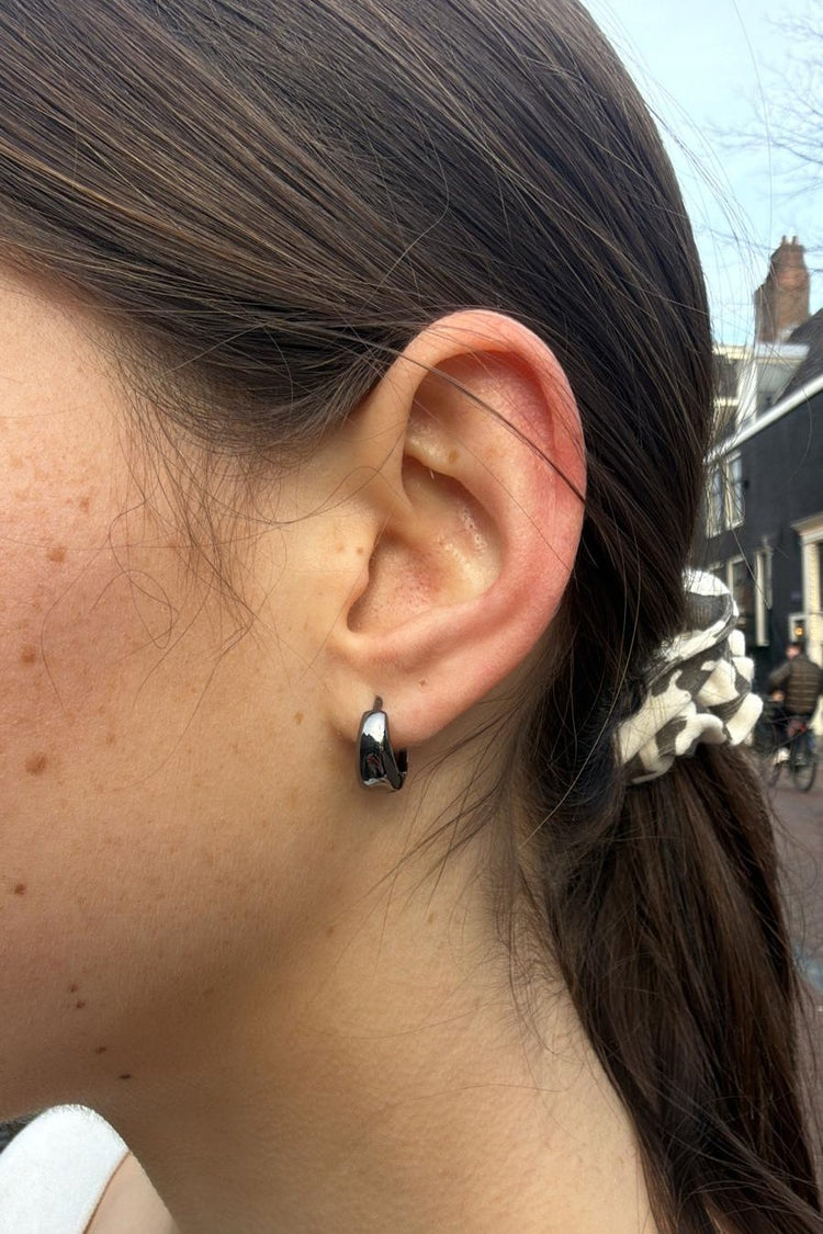 Mini Hoop Earrings | Gunmetal