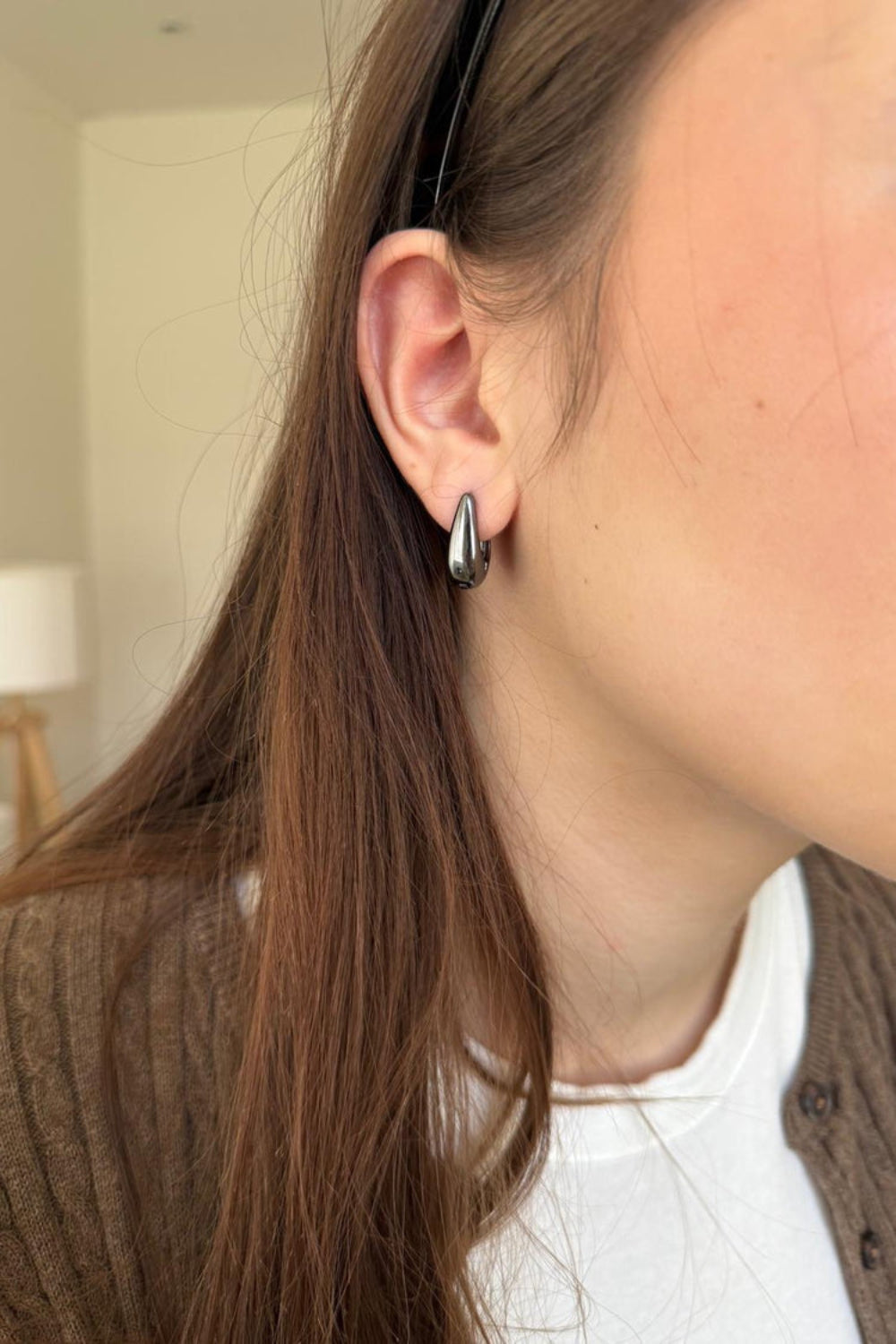 Drop Hoop Earrings | Gunmetal Grey
