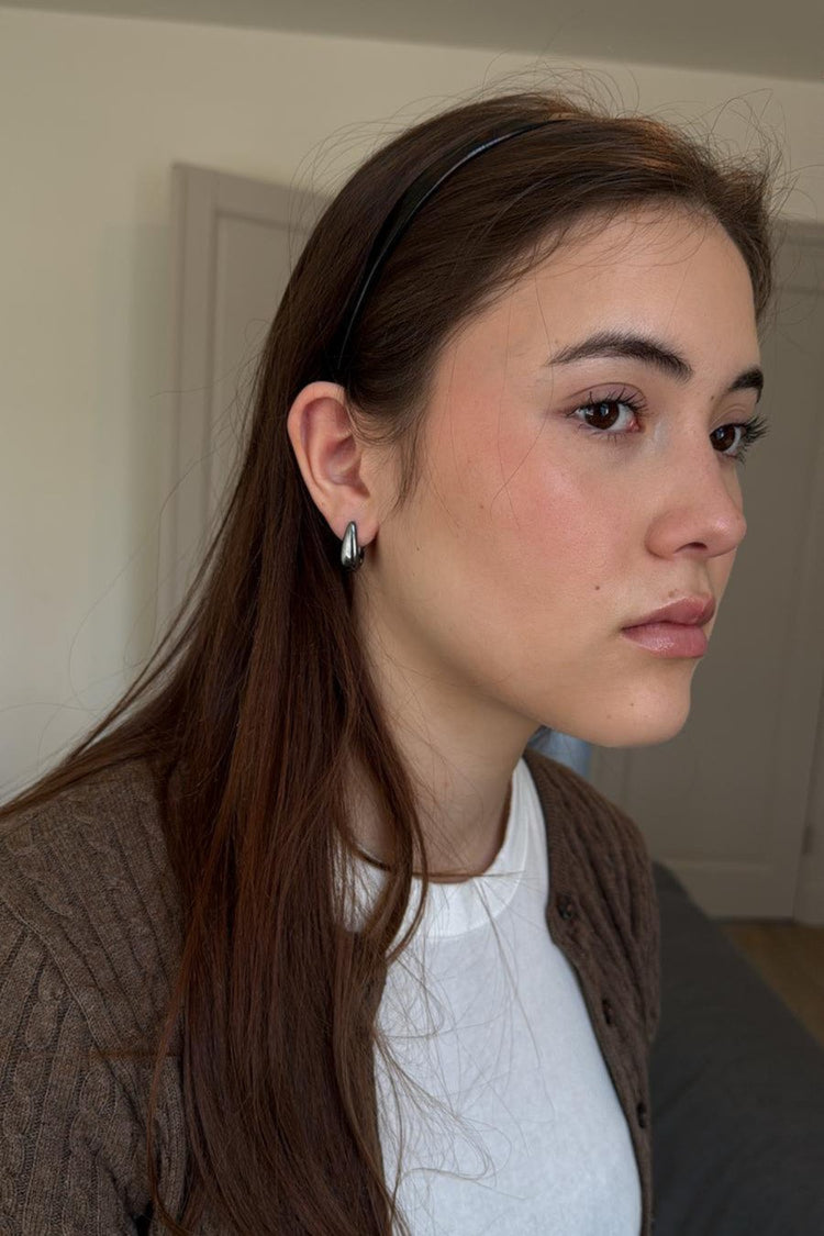 Drop Hoop Earrings | Gunmetal Grey