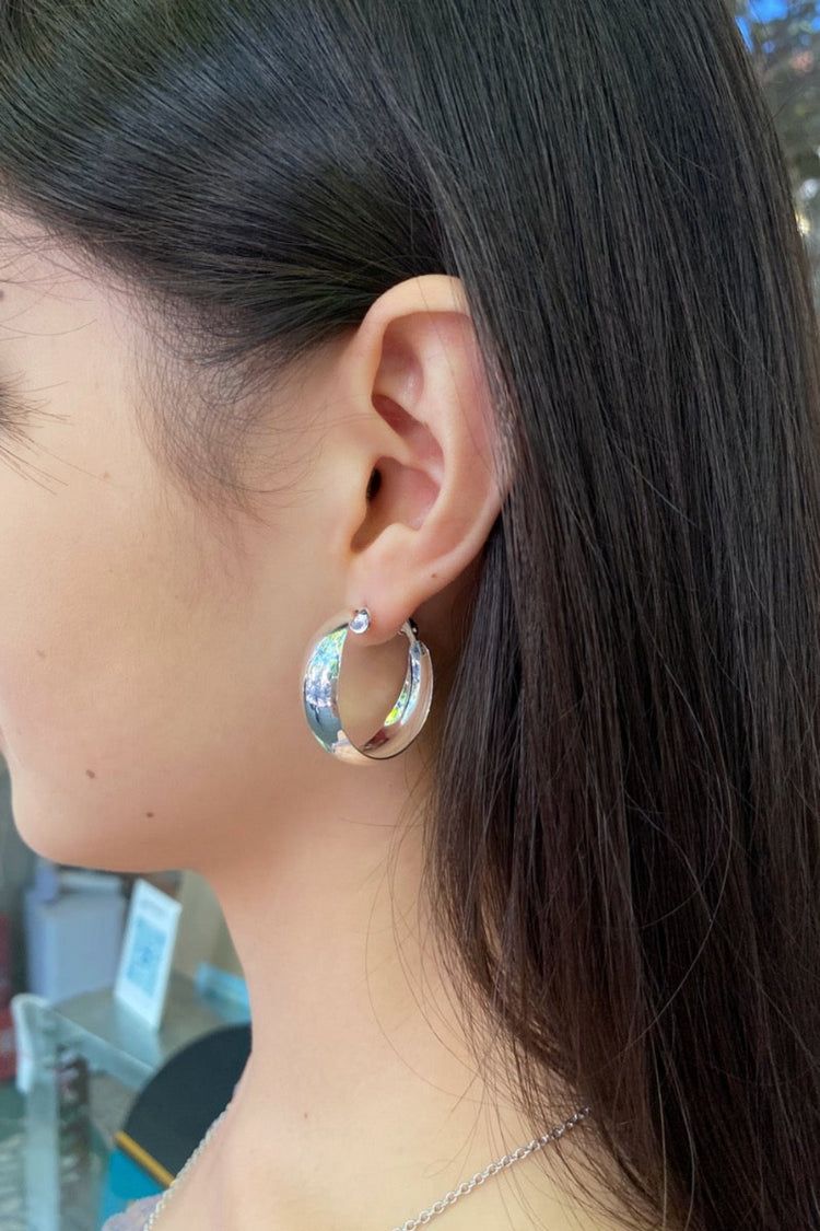 Wide Hoop Earrings | Silver