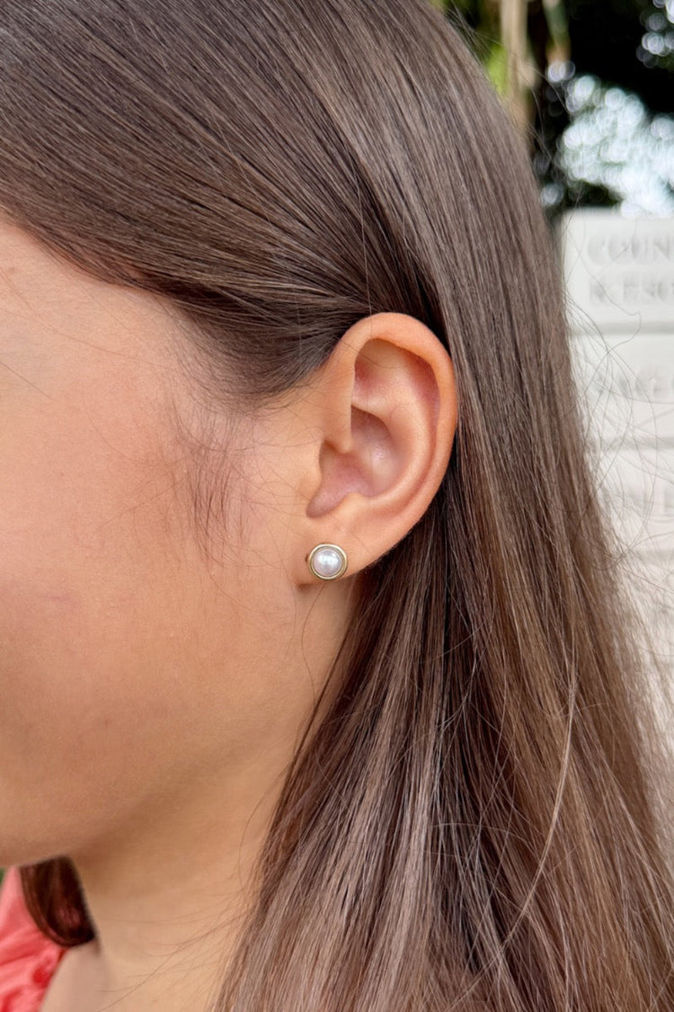Pearl Stud Earrings | Copper