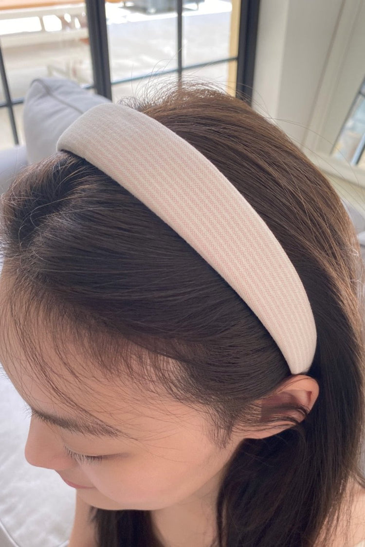 Striped Headband | Light Pink White Stripes