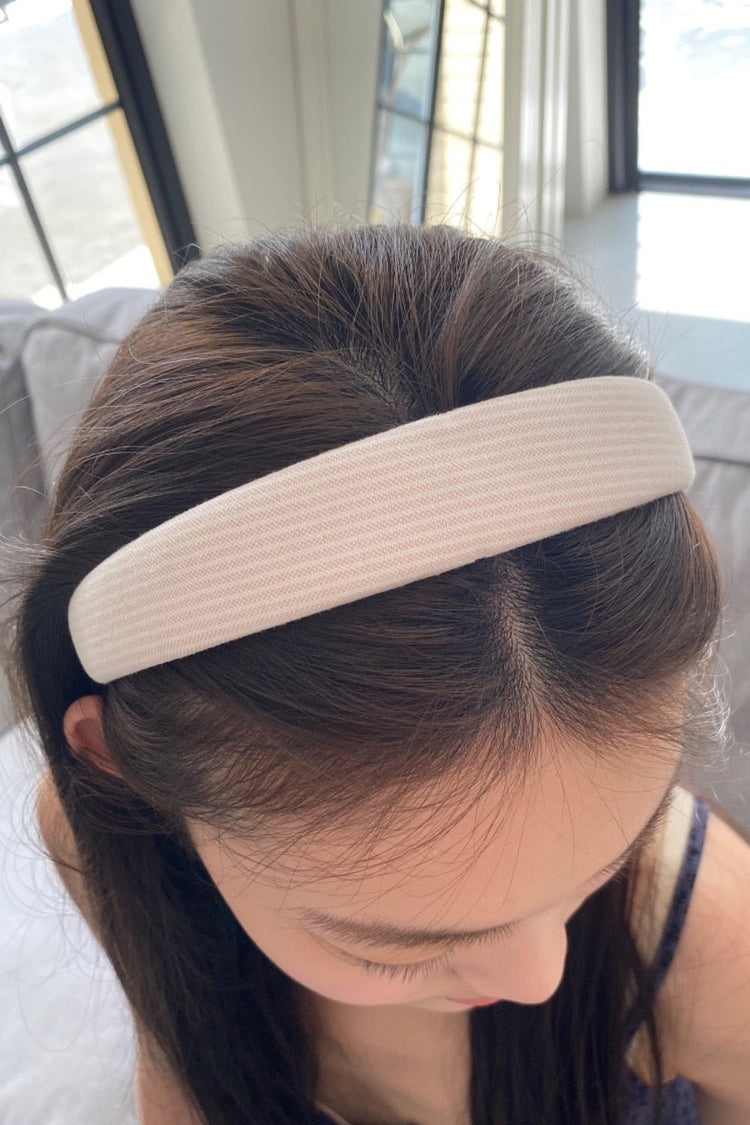 Striped Headband | Light Pink White Stripes