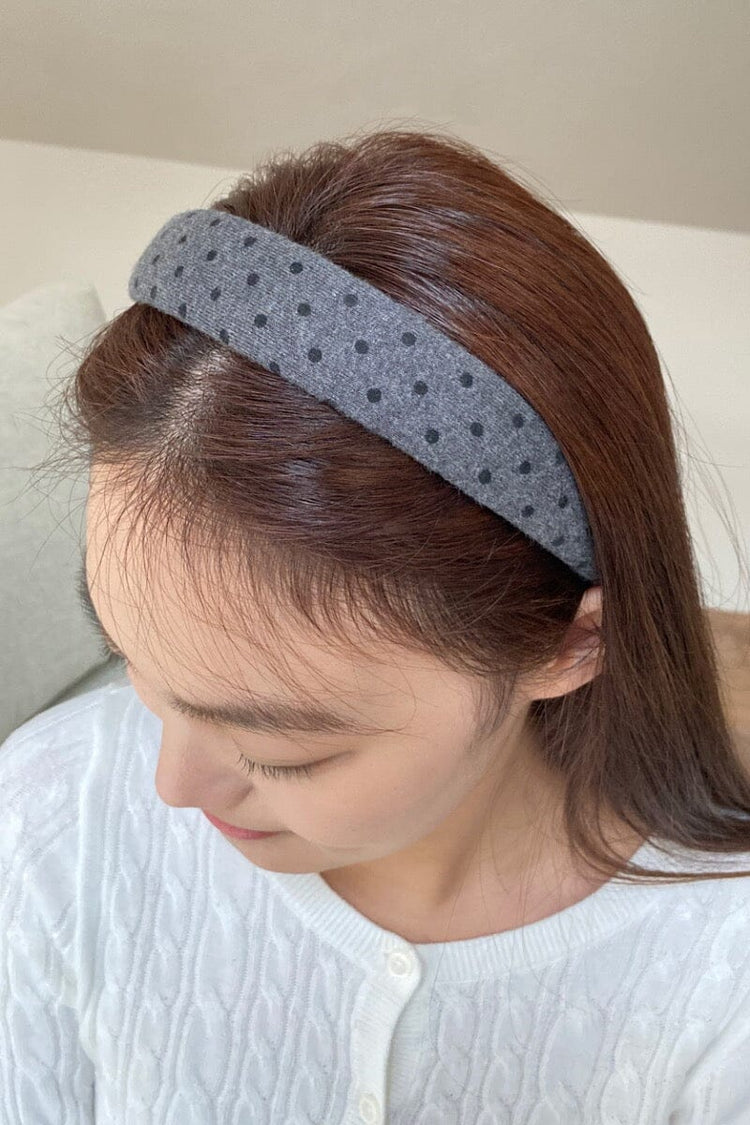 Polka Dots Headband | Grey Black Polka Dots