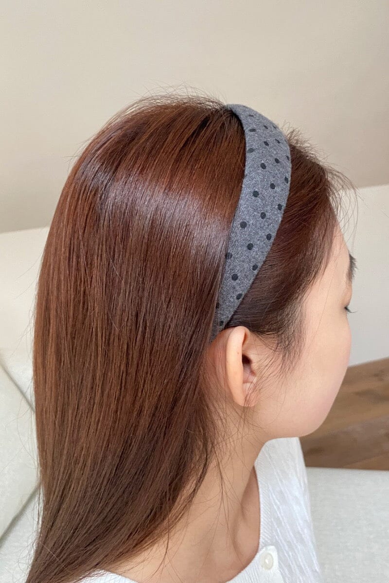 Polka Dots Headband | Grey Black Polka Dots
