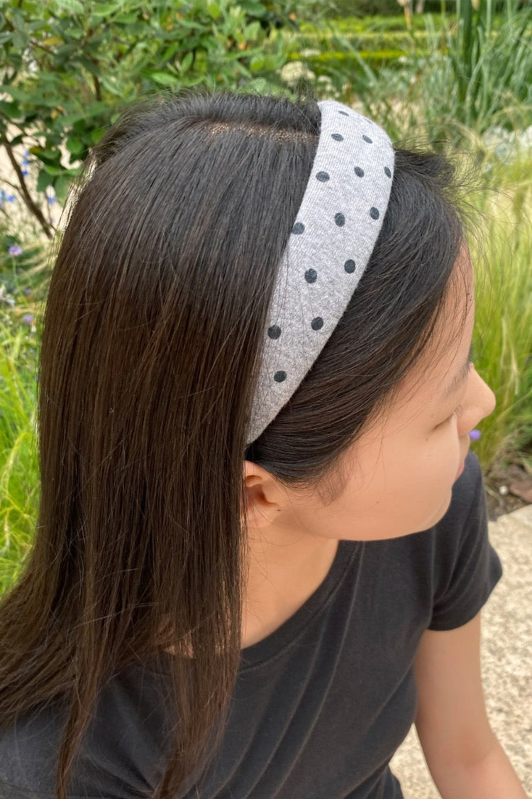 Polka Dots Headband | Grey And Black Polka Dots