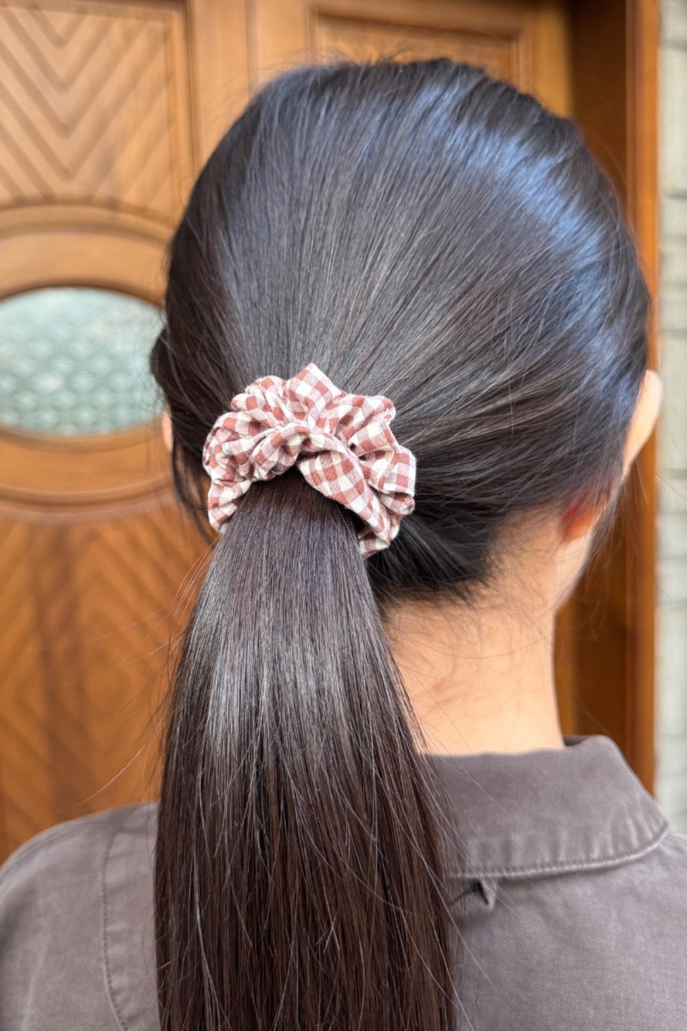 Gingham Scrunchie | Burgundy Gingham