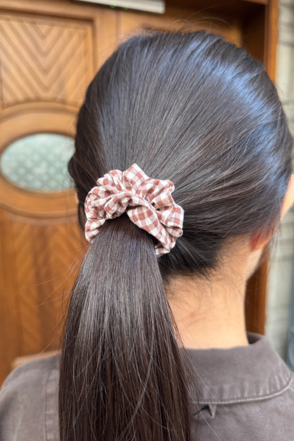 Gingham Scrunchie | Burgundy Gingham