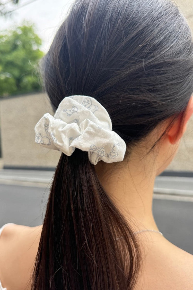 Teddy Bear Scrunchie | White