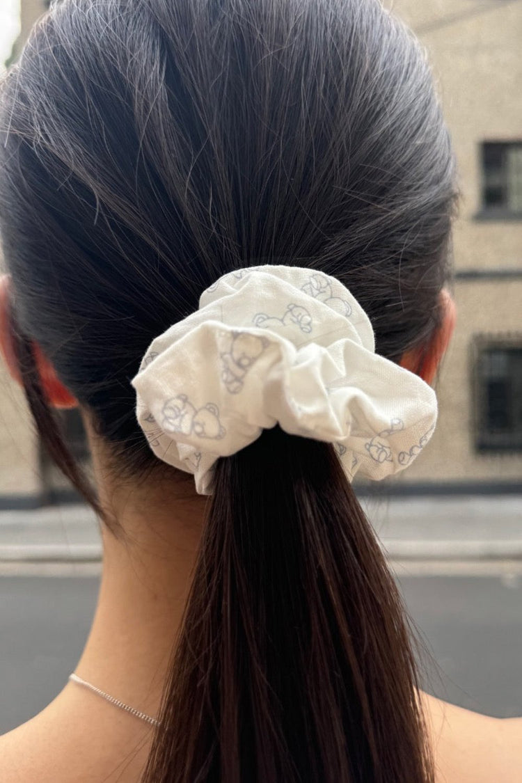 Teddy Bear Scrunchie | White