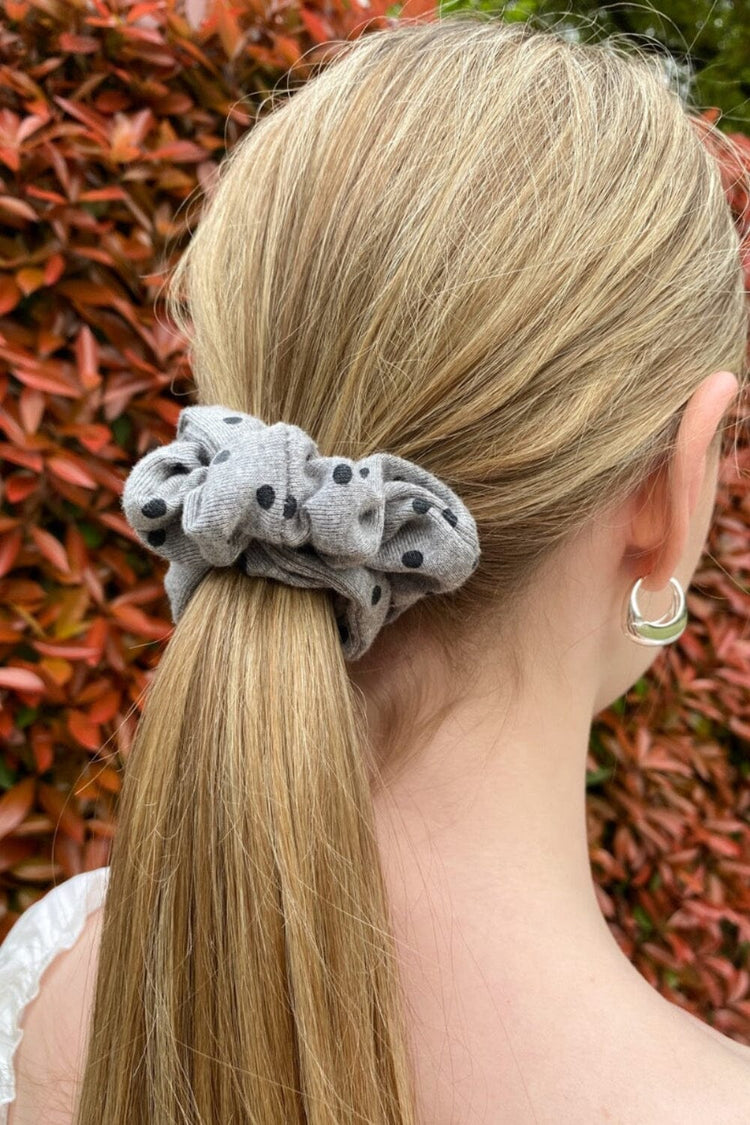Polka Dots Scrunchie | Grey And Black Polka Dots