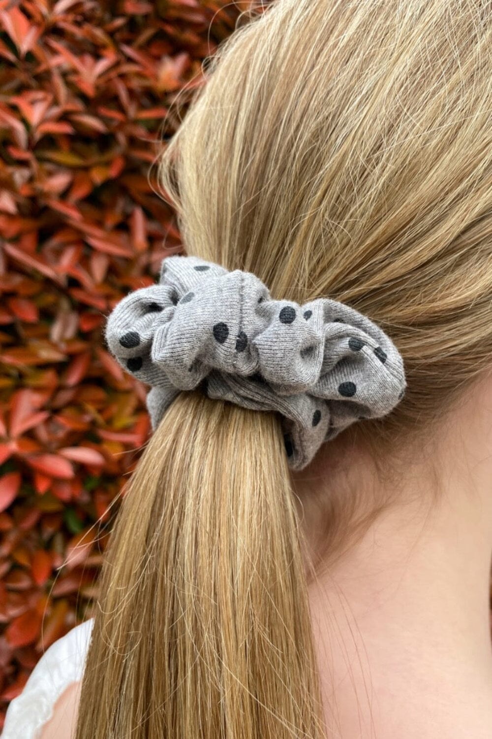 Polka Dots Scrunchie | Grey And Black Polka Dots