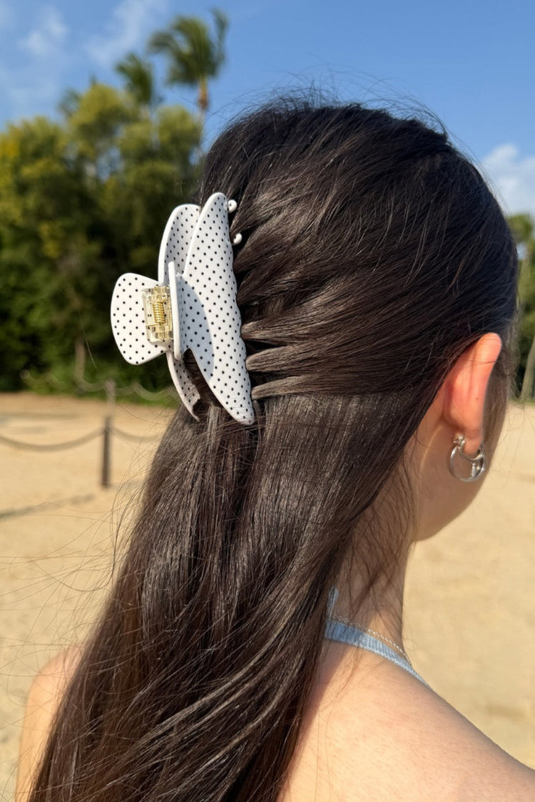 Polka Dots Hair Clip | White Black Polka Dots