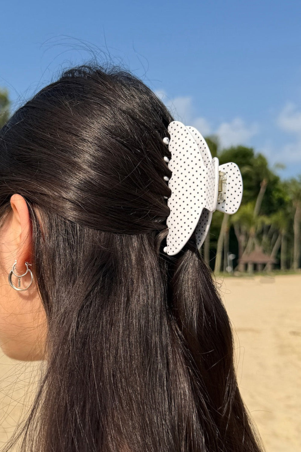 Polka Dots Hair Clip | White Black Polka Dots