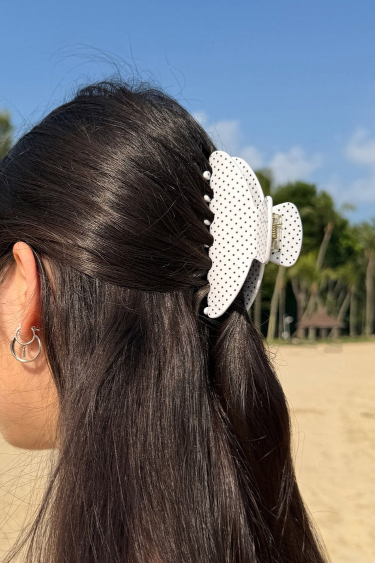 Polka Dots Hair Clip | White Black Polka Dots