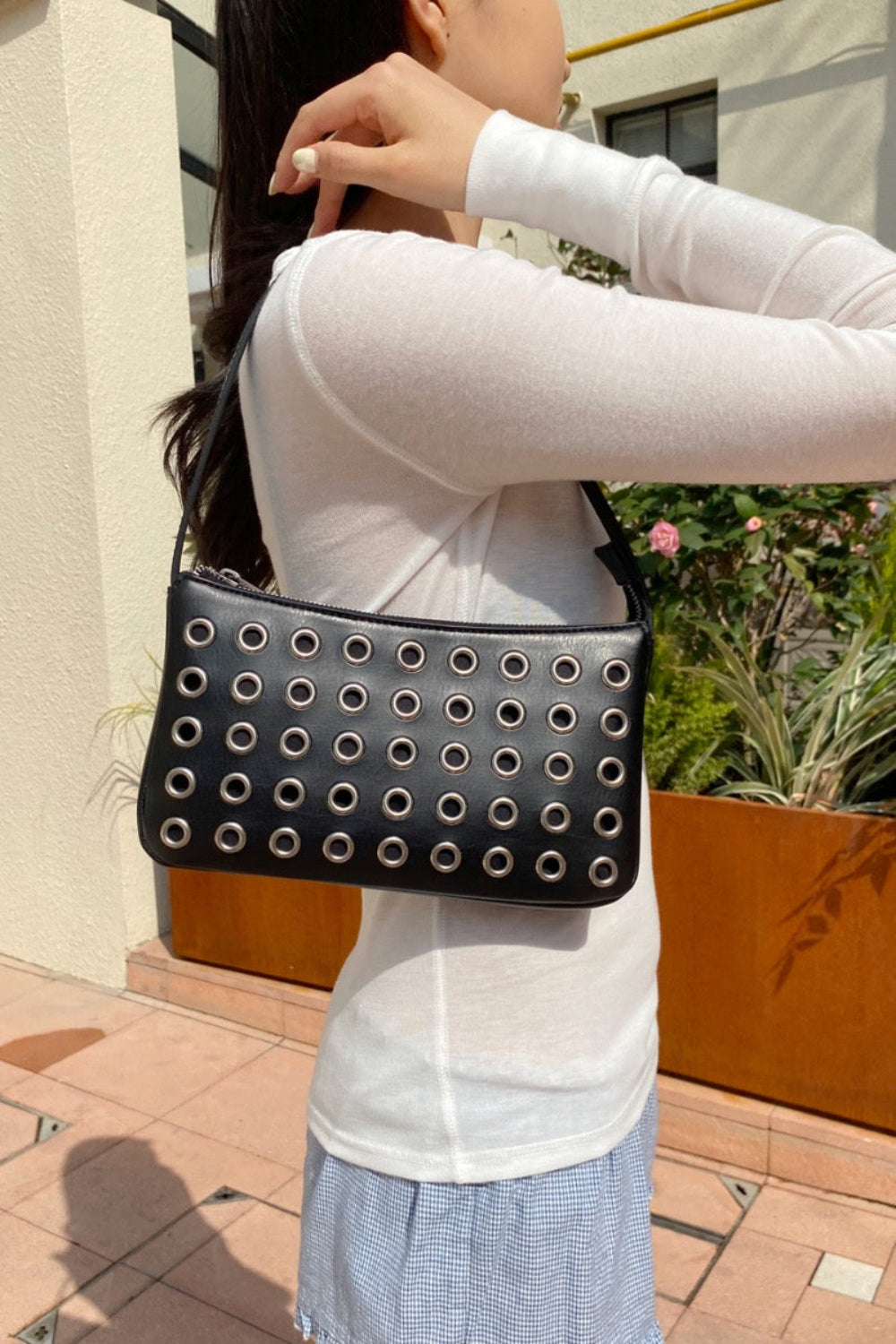 Studs Shoulder Bag | Black