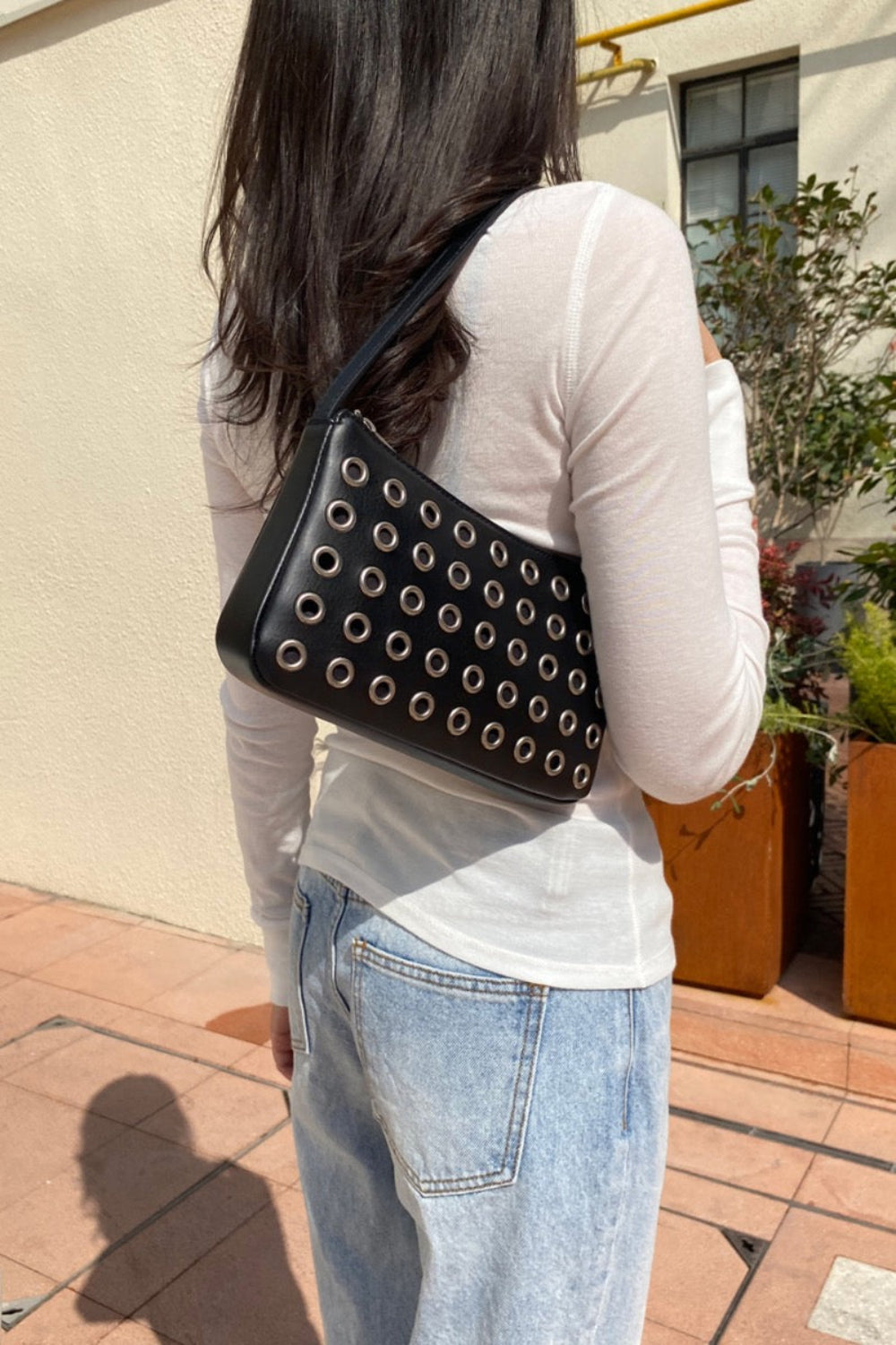 Studs Shoulder Bag | Black