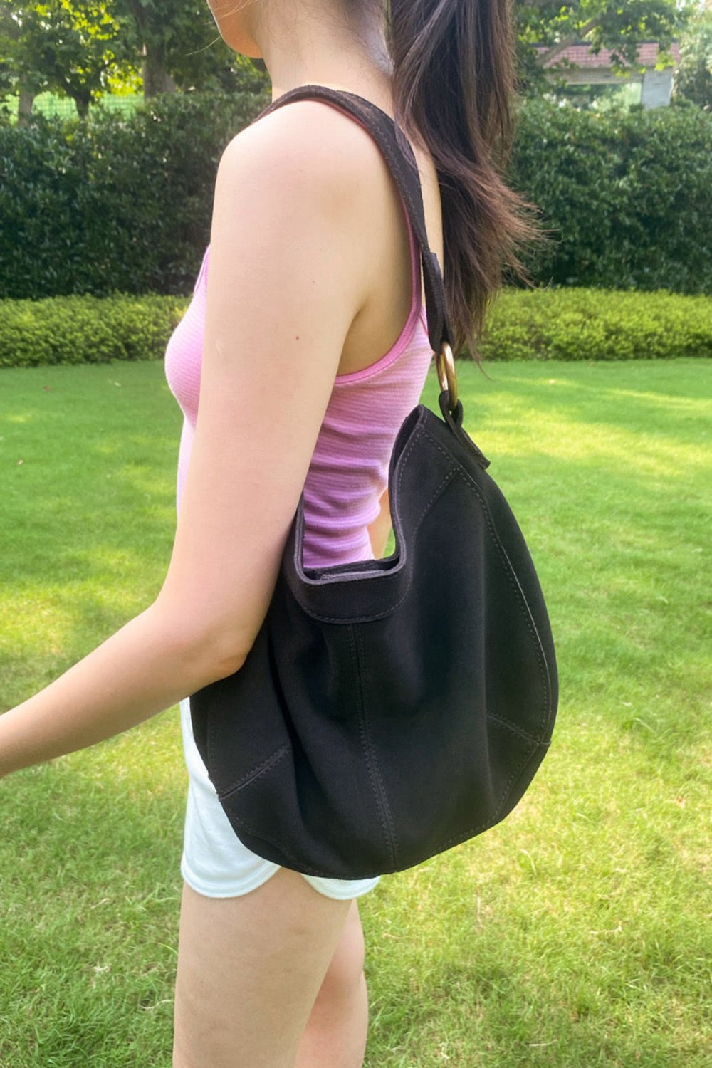 Suede Leather Bag | Dark Brown