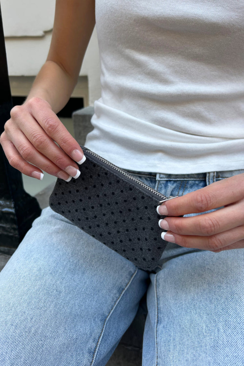 Polka Dots Coin Purse | Grey Black Polka Dots