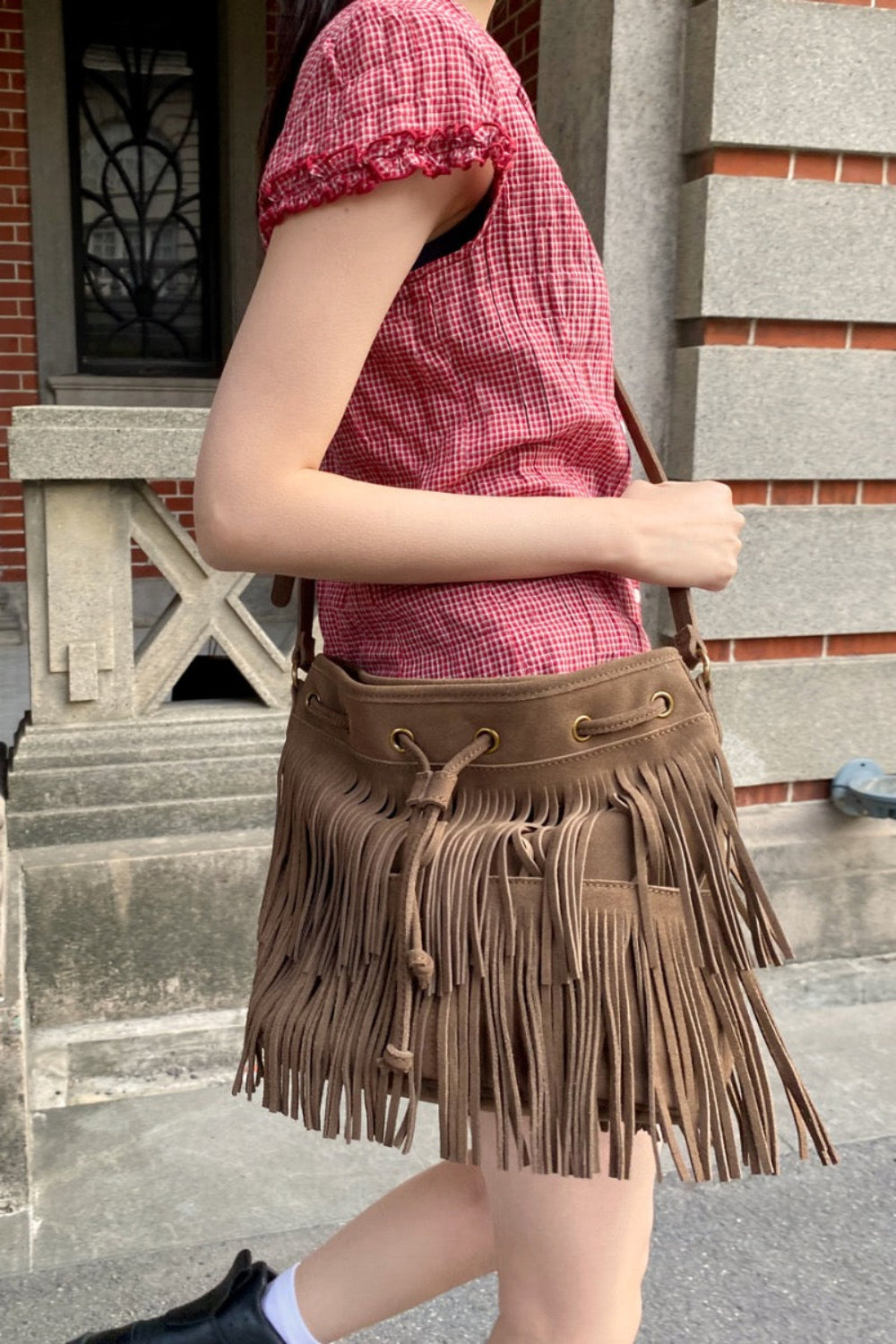 Suede Fringe Bag | Brown Suede