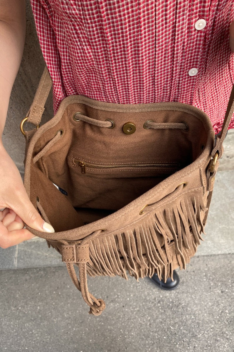 Suede Fringe Bag | Brown Suede