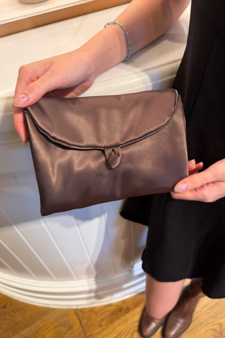 Satin Makeup Bag | Dark Brown