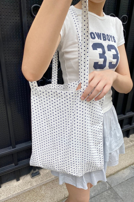 White With Navy Hearts