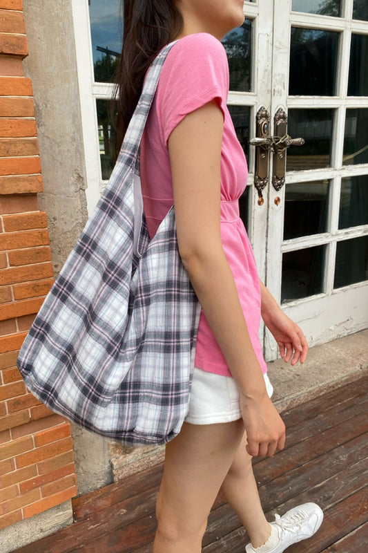 Grey With Pink And White Plaid