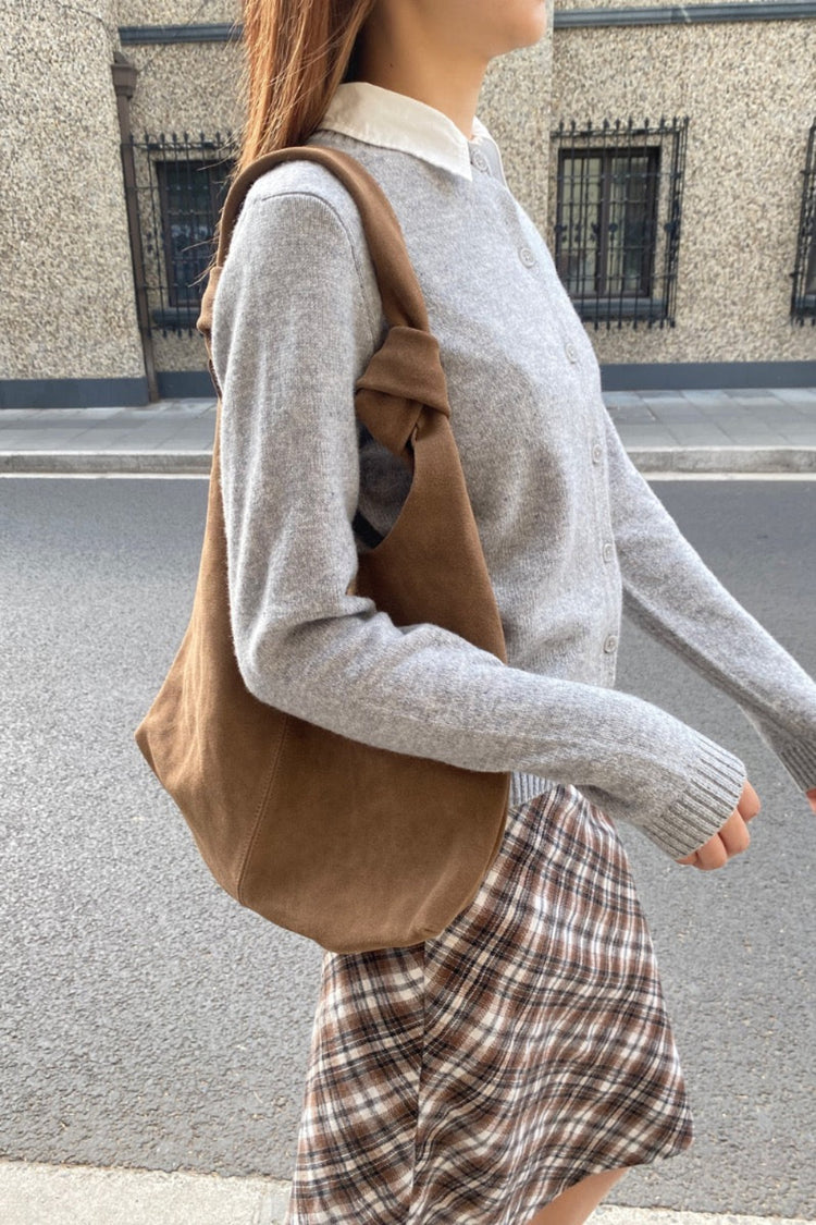 Leather Suede Shoulder Bag | Sand