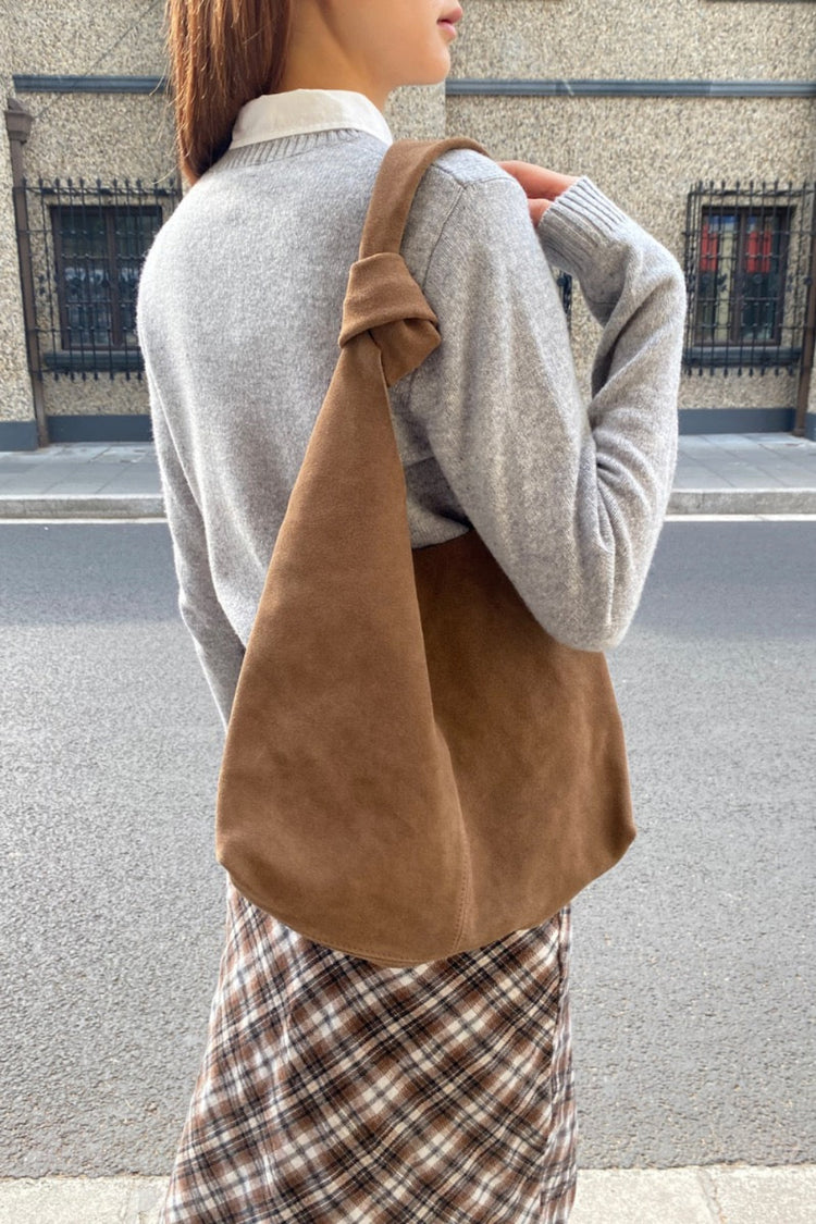 Leather Suede Shoulder Bag | Sand