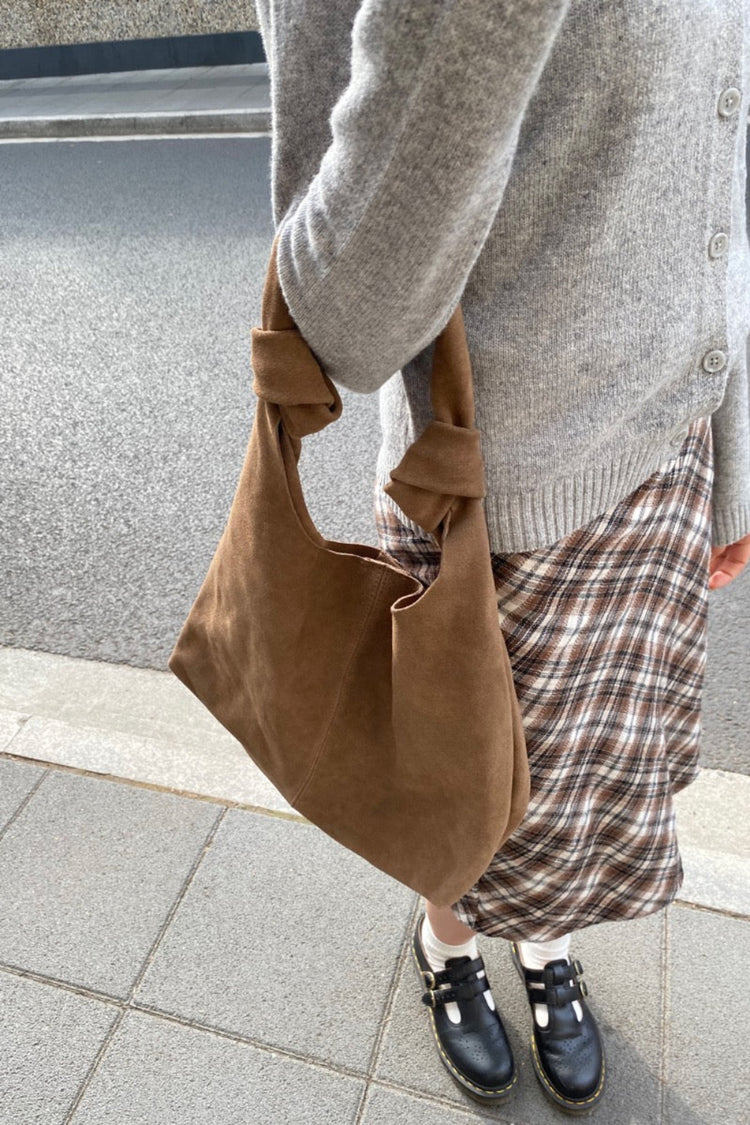 Leather Suede Shoulder Bag | Sand