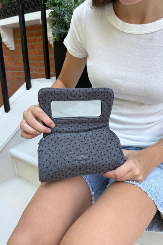 Grey Black Polka Dots