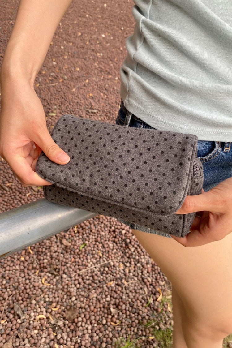 Polka Dots Makeup Bag | Grey Black Polka Dots