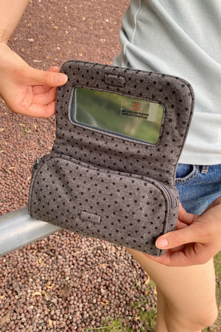 Polka Dots Makeup Bag | Grey Black Polka Dots