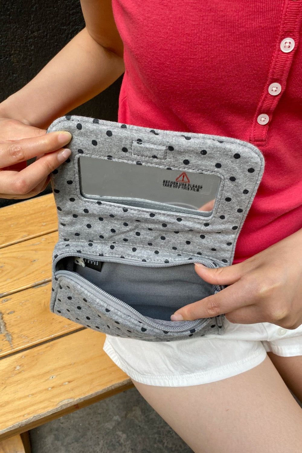 Polka Dots Makeup Bag | Grey And Black Polka Dots