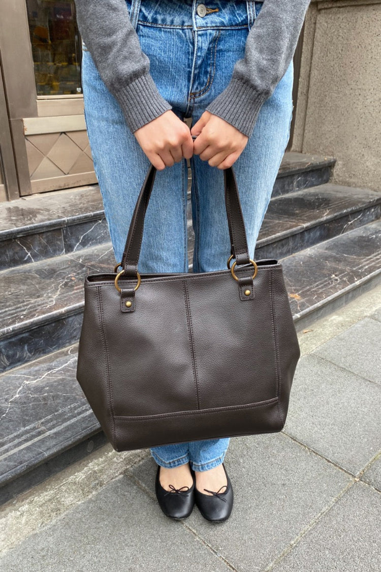 Leather Shoulder Bag | Dark Brown