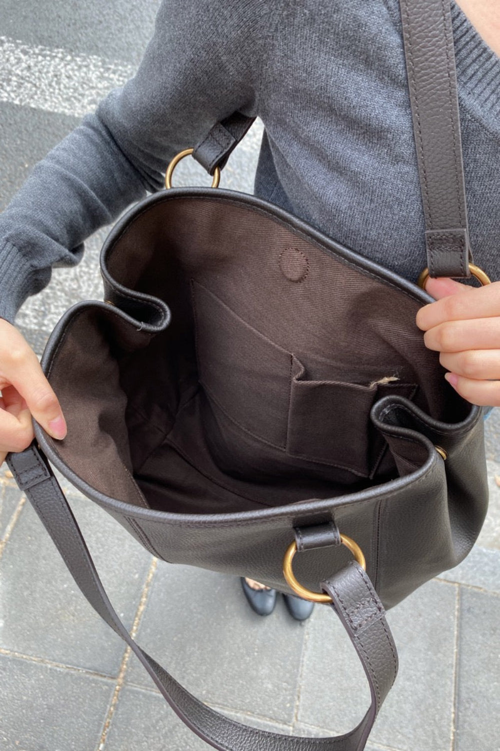 Leather Shoulder Bag | Dark Brown