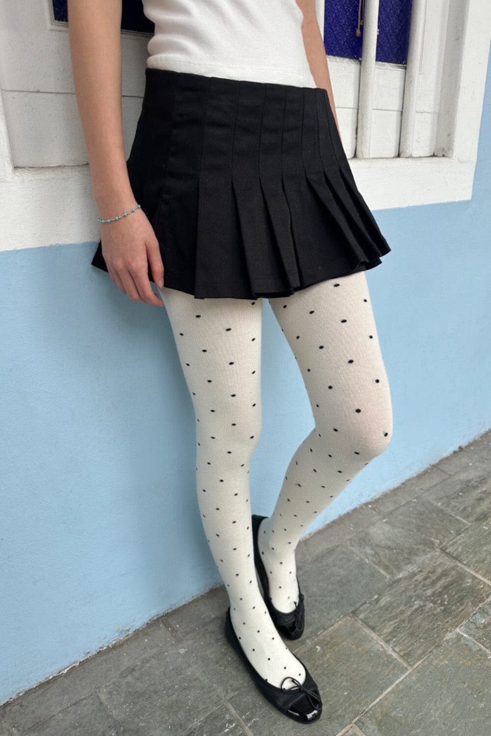 Polka Dots Tights | White Black Polka Dots