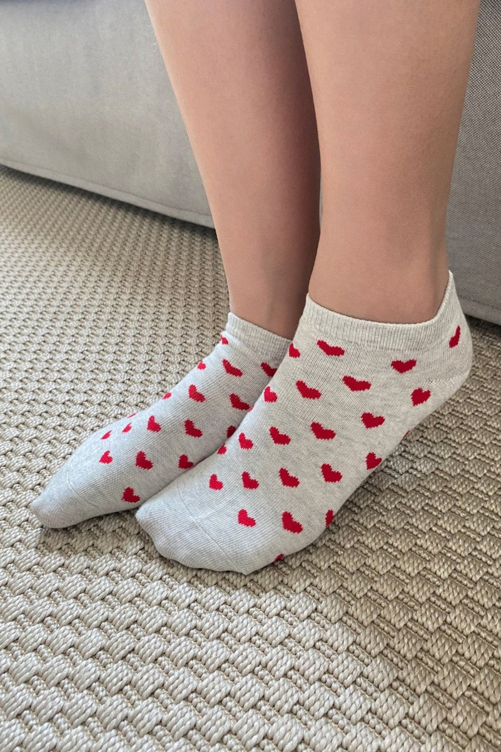 Heather Grey Red Hearts